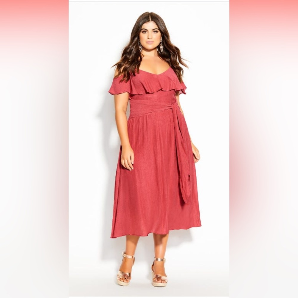 CityChic Romantic Tie-Dress in Raspberry